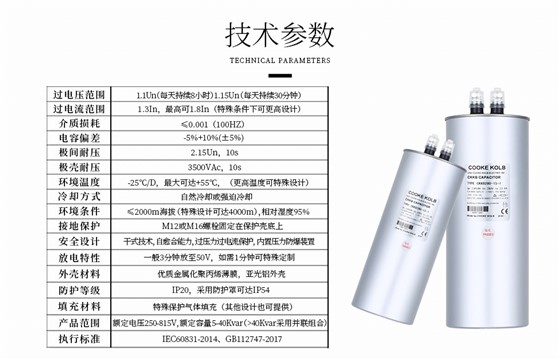自愈式低壓并聯(lián)電容器技術(shù)參數(shù)